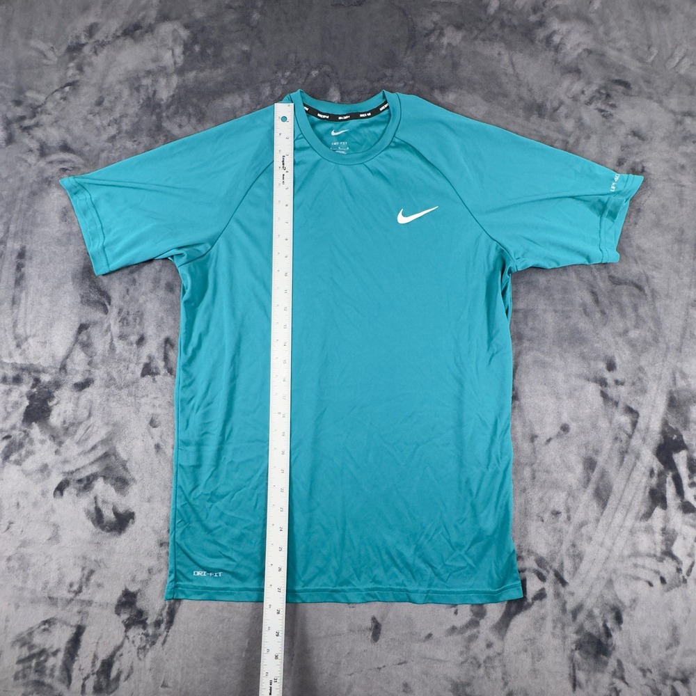 Nike Swim Shirt Mens Medium Teal Blue Dri-FIT UPF 40+ Short Sleeve NESSA586